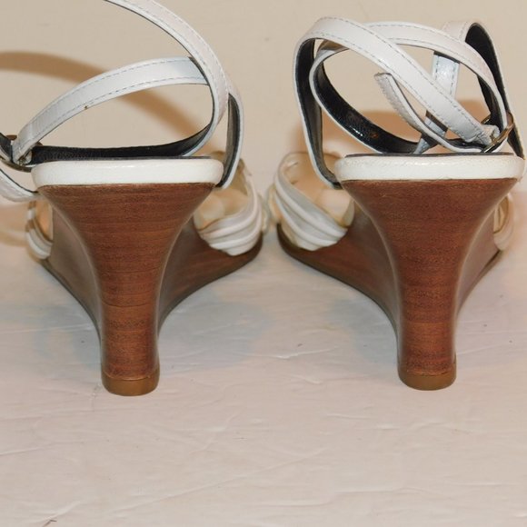 Eitenne Aigner Wedge Heel Leather Sandals Open Toe - Picture 5 of 10